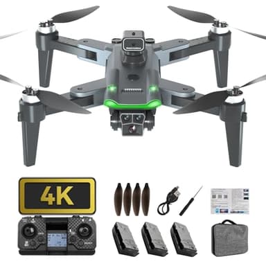 HYTOBP S166 Drone con Telecamera 4K Professionale per Adulti Principianti, Drone GPS con 3 Telecamere, Quadricottero RC con Motore Brushless, Trasmissione WiFi 5G, Ritorno Automatico, Seguimi