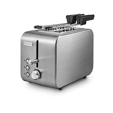 De'Longhi CTX2203.S Tostapane con Pinze, Controllo Progressivo del Grado di Tostatura, 3 funzioni, Cassetto Raccoglibriciole, Piedini Antiscivolo, Potenza 550 Watt, Plastica, SILVER