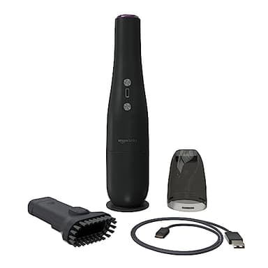 Amazon Basics - Aspirapolvere manuale senza fili, ricaricabile tramite USB, Nero