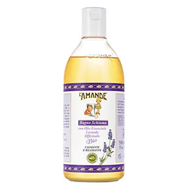 L'AMANDE - Bagnoschiuma Uomo e Donna con Olio Essenziale Lavanda Officinalis Bio, Docciaschiuma Gel Detergente e Idratante Corpo Fresco, Bagno Schiuma Delicato e Naturale ad Azione Calmante, 500 ml