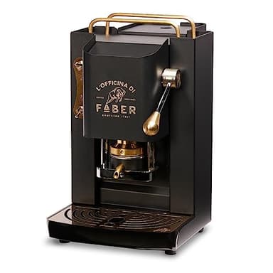 FABER COFFEE MACHINES | Modello Pro Deluxe | Macchina caffe a cialde ese 44mm | Rifiniture ottonato | Pressacialda in ottone regolabile | elettrovalvola di serie (MAT BLACK)