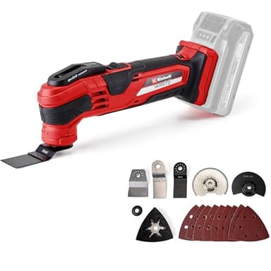 Einhell Utensile Multifunzionale a Batteria Varrito, Power X-Change (Li-Ion, 18 V, 11000-20000 min.-1, blocco rapido, portautensili regolabile in 12 posizioni) Nero/Rosso