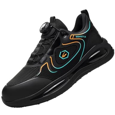 Gugifcto Scarpe Antinfortunistiche Uomo Donna Scarpe da Lavoro Leggere Impermeabili Comode Antiscivolo Antinfortunistiche Safety Shoes Punta Acciaio Blackgreen 43EU