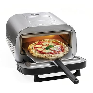 MACOM Just Kitchen 884 Professional Pizza Oven, Forno Pizza Professionale, Cuoce in 2 minuti, scalda fino a 400°, Piano cottura in pietra refrattaria da 32 cm rimovibile, 1700W