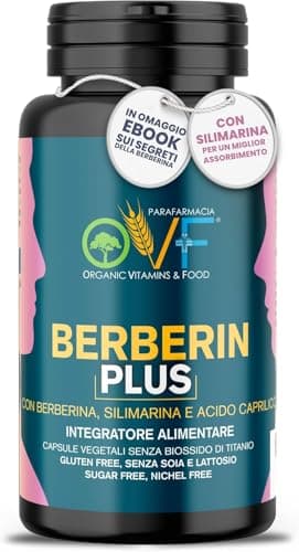 OVF Berberina 600mg | Altamente dosato | La Migliore Formula per Assorbimento con Silimarina da Cardo Mariano | Per il benessere dell'Apparato Cardiovascolare e la normale funzione Epatica | 60 cps