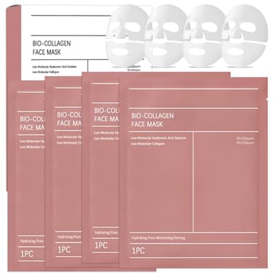 Maschera Collagene Viso, Bio Collagen Real Deep Mask 4 Pezzi Skincare Coreana, Maschere per il Viso, Maschera al Collagene Viso Coreana, Idratante, Minimizzante dei Pori, Antietà e Ringiovanente