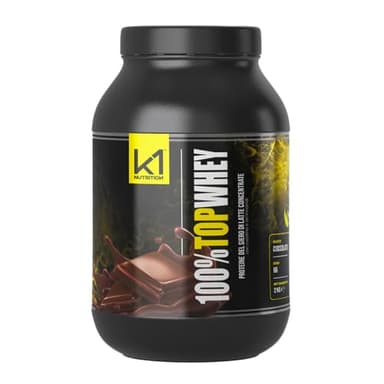 K1 NUTRITION - 100% Top Whey 2Kg - Proteine in Polvere con Creatina - Whey Protein - Proteine del Siero del Latte con Creatina, Taurina e Aminoacidi - Gusto Cioccolato