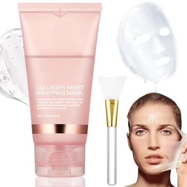 Collagen Night Wrapping Mask, Maschera al Collagene Viso Skincare Coreana Maschera Viso Peel Off per Migliorare L'elasticità Della Pelle, Idratare, Levigare eRassodare Durante la Notte
