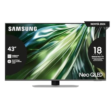 SAMSUNG TV QE43QN94DATXZT Neo QLED 4K Mini LED, Smart TV 43" Processore NQ4 AI Gen2, Neo Slim, DVBT-2, Q-Symphony & Dolby Atmos, Integrato con Alexa, Carbon Silver 2024
