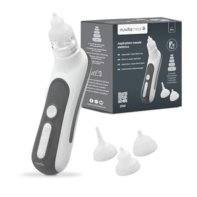 Nuvita 2150 Aspiratore Nasale Elettrico per Bambini e Neonati fino a 12 anni - 5 intensità di aspirazione, batteria ricaricabile, luci e musiche - Rimozione Delicata, Sicura e Igienica del Muco
