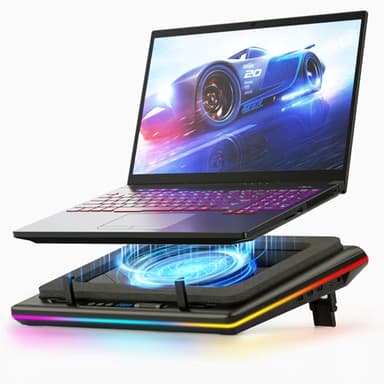 Base raffreddamento PC portatile con potenti ventole turbo RGB velocità regolabile senza livelli preimpostati funzionamento touch screen, schermo LCD, 3 porte USB, antipolvere per notebook da 38-48 cm