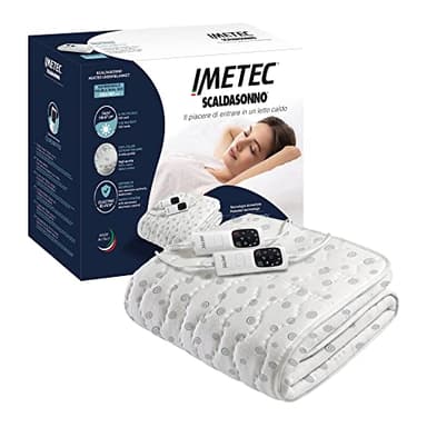 Imetec Scaldasonno Adapto matrimoniale 150 x 160 cm, Basso consumo, Tecnologia brevettata, Riscaldamento rapido, Temperatura personalizzata, 100% cotone, Made in italy, 2 comandi con 6 temperature