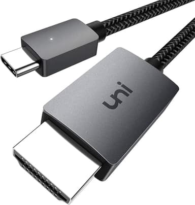 uni Cavo da USB C a HDMI 4K, [alta velocità] Adattatore USB Type C a HDMI Compatibile con Thunderbolt 3/4, iPhone 15 Pro/Pro Max, MacBook Pro/Air, iPad Pro/Air, iMac, XPS 17 ecc.-1,8 m