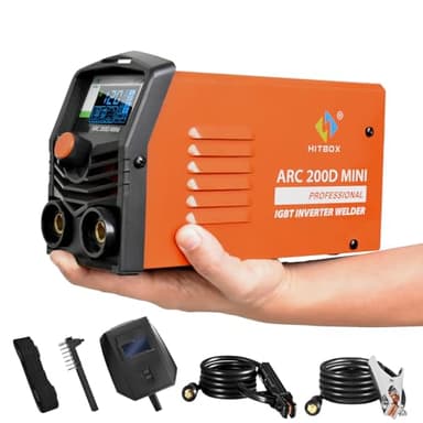 HITBOX 2 IN 1 Compatto Saldatrice Inverter 200A Saldatrice ad arco Saldatore IGBT Display Digitale LCD Saldatore ARC LIFT TIG a forza per saldatura di lavoro e lavoro elettrico