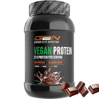 Vegan Proteine in Polvere - Proteine vegetali da piselli, riso, mandorle e canapa - Senza soia - Deliziose e cremose - (750 g, Cioccolato)
