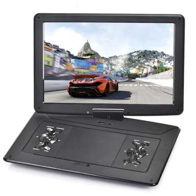 YOOHOO Lettore DVD portatile da 18 ”on schermo girevole HD da 15,6 ”, batteria ricaricabile integrata, supporta tutte le regioni, multi regione, lettori DVD per bambini, auricolari