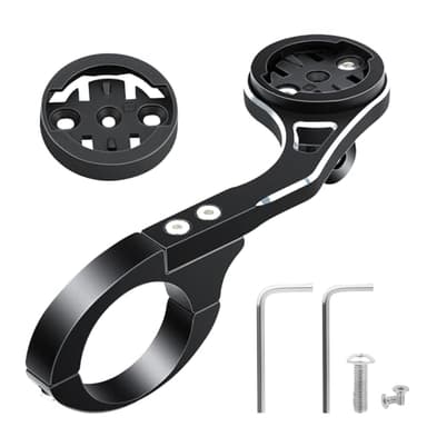 RISVOWO Supporto per Garmin e Bryton, Sostegno Manubrio Bici da 31,8 Mm con Guarnizione Antiscivolo, Supporto Garmin Manubrio in Acciaio Inox, Accessori Bici Compatibile con Gopro/Luci da Bici(Nero)