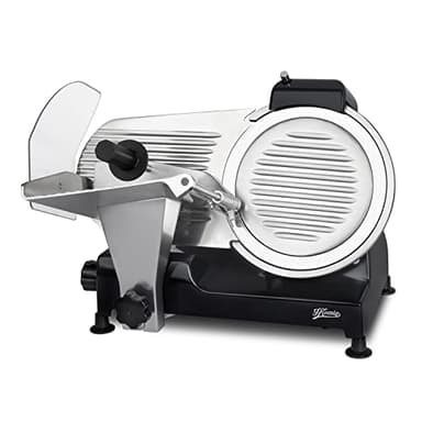 H.Koenig Affettatrice elettrica MSX252, Professionale, Precisione, Spessore di taglio 0-12 mm, Lama made in Italy da 25 cm, Affilatoio integrato, Ampia superficie di taglio, 282 giri/min, Nero