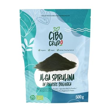 Alga Spirulina Biologica in Polvere - 500g. Spirulina Polvere Bio Cruda e 100% Pura Senza Additivi. Ottima Per Frullati/Smoothies o Ricette. Contiene Ficocianina Proteine e Vitamine.