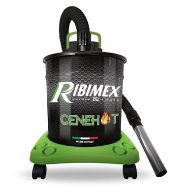 Ribimex Aspiracenere Elettrico Cenehot per Ceneri Calde fino a 40 Gradi, con Filtro HEPA Speciale, Bidone da 18 L, Potenza 950 W, Ideale per Stufe, Caminetti e Barbecue - PRCEN008