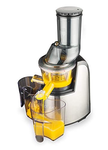 MACOM Just Kitchen 859 Perfect Juice Estrattore di Succo a Freddo e a lenta Rotazione per Frutta e Verdura, 150 W, Acciaio Inossidabile, Argento, 1 Liter, Grigio Nero