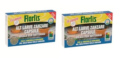 Flortis Alt Larve Zanzare 30 capsule solubili. Pastiglie antizanzare per tombini, sottovasi, acqua stagnante. Antizanzare da giardino. Larvicida zanzare. Prodotto antizanzare per giardino pronto uso.
