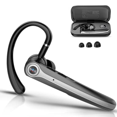 Auricolare Bluetooth Singolo con CVC8.0 e ENC Doppio Microfono V5.4 Auricolari Bluetooth con 25 Ore Di conversazione, 180 Ore di Standby, Cuffie con Gancio Girevole per Guida/Lavoro/Ufficio, Nero