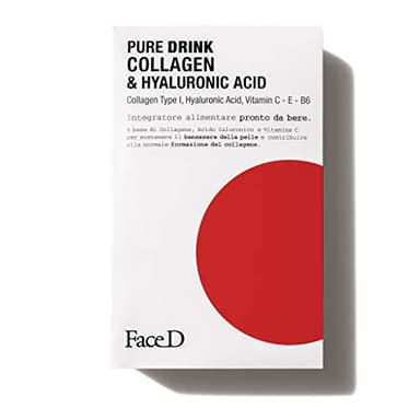 Face D - Pure Drink Integratore Alimentare da bere con Collagene Acido Ialuronico e Vitamine, 30 stick