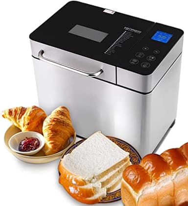 Macchina per il pane in acciaio inox, 19 programmi di cottura completamente automatica per 500 g, 750 g, 1000 g, timer di ritardo 15 ore con finestra con funzione di mantenimento del calore 710 W