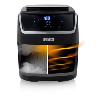 Princess friggitrice ad aria e vaporiera 2 in 1, 62,2% di consumo energetico in meno, volume 6,5 L, 8 programmi, per un massimo di 9 persone, cestello di cottura Ø 23,5 cm, 182080