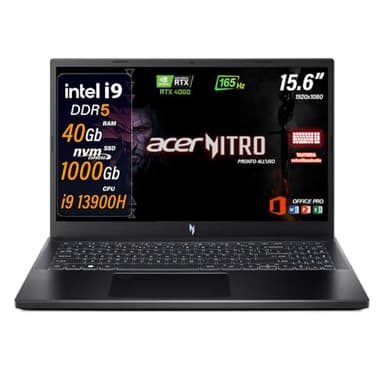 acer Nitro V15, Notebook gaming i9 13900H, RTX 4060 8 GB GDDR6, Ram 40 Gb DDR5, Ssd 1 Tb NVMe, Display 15.6" IPS 165 Hz, tastiera retroilluminata, Thunderbolt 4.0, Windows 11
