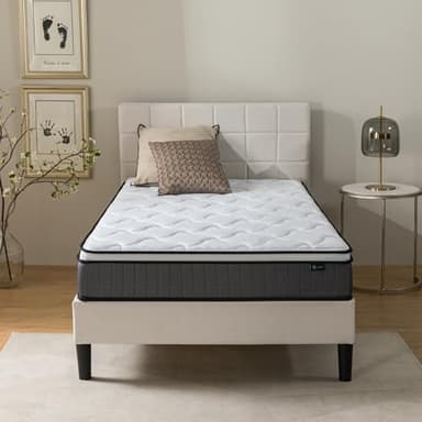 ZINUS Materasso a molle insacchettate singole, materasso con parte superiore stretta, 90 x 190 cm, altezza 25 cm, durezza media con imbottitura riciclata e schiuma ad alta densità per il massimo