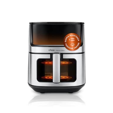 Ufesa Heron Max, Friggitrice ad Aria Doppia Resistenza, Cottura a Vapore, Air fryer 8 Litri, Friggitrice ad Aria con Finestra, Tecnología Air Pulse Ultra 360ºC, 2000 W