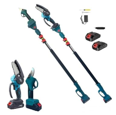 Kit Potatura Mini Motosega + Forbice Cesoia a Batteria con Asta Telescopica