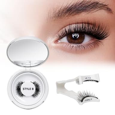 Ciglia Finte Magnetiche Naturali, Ciglia Magnetiche Riutilizzabili con Applicatore, Non Richiede Colla Ciglia Finte Magnetiche QUEWEL Facili da Indossare e Rimuovere con Istruzioni (Set-B-1 Paia)