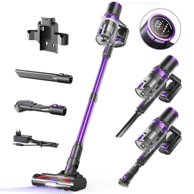 QEXREED Aspirapolvere Senza Fili Potente 500W/ 45KPA/ 60Min, Scopa Elettrica Senza Fili Modalità Automatica, Aspirapolvere Potente Brushless, Filtro A 7 Stadi, V Rotolante Anti-Angolo