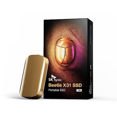 SK Hynix Beetle X31 1TB SSD Esterno con DRAM, fino a 1050MB/s, USB 3.2 Gen2, Hard Disk SSD Esterno Portatile compatibile con PC Windows, Mac, Android, Console di gioco (Champagne Gold)