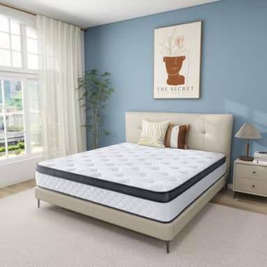 Swan, materasso doppio rigido, con molle insacchettate e memory foam ibrido per un comfort di supporto, sollievo dalla pressione e soluzione durevole per il sonno