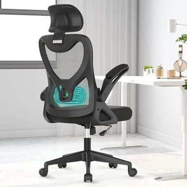YONISEE Sedia da ufficio - Sedia da scrivania ergonomica con supporto lombare regolabile, bracciolo e poggiatesta ribaltabili, sedia da studio girevole, sedia esecutiva per l'ufficio domestico