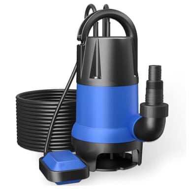 Wiltec Pompa sommersa acque nere 400 w 7.500 l/h Elettropompa a immersione per pozzo giardino