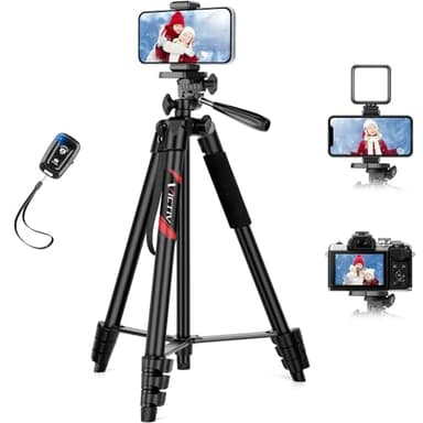 Victiv 162cm Treppiede Smartphone, Portatile Cavalletto per Smartphone con Telecomando e Supporto per Cellulare, Tre Piedi per Telefono Compatibile con iPhone/Samsung/Huawei