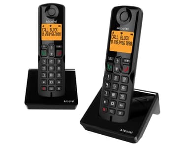 Alcatel S280 Duo Nero - Telefono Cordless DECT con 2 Portatili: Design Compatto, Ampio Display Retroilluminato, Funzione Vivavoce, Blocco delle Chiamate Indesiderate