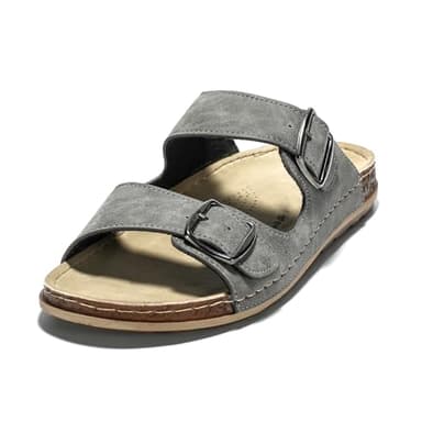 JOMIX Ciabatte Uomo Estivi Sandali Eleganti Bassi Ragazzi Pantofole Fibbie Slip On da Mare Spiaggia TU2004 (Grigio, 46)