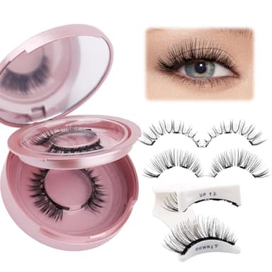 Ciglia Finte Magnetiche Naturali 2 Paia Ciglia Magnetiche con Applicatore Non Necessita di Colla Kit Ciglia Extension Magnetiche Eyelashes(DWSP+N07)