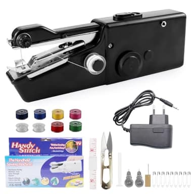 Macchina da Cucire Portatile a Mano,Mini Cucito per Principianti Adulti,Macchine da Cucire Elettriche con Kit da Cucito per Fai Da Te, Abbigliamento,Tessuto,Tende (Presa di Ricarica Inclusa)