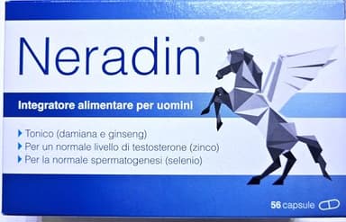 NERADIN 56 CPS -Integratore alimentare con un doppio complesso vegetale e micronutrienti essenziali per gli uomini. Damiana e ginseng sono tonici in caso di stanchezza fisica e mentale.