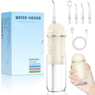 Idropulsore Dentale Professionale Idropulsore Oral Irrigatore Dentale - Serbatoio dell'acqua retrattile 4 Ugelli e 3 Modalità IPX7 Impermeabile Idropulsore Dentale Elettrico per Casa e Viaggi