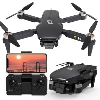 Brushless Drone con Fotocamera per Adulti Funzione di Evitamento Ostacoli Obiettivo Regolabile Protezione dal Vento Un Tocco di Decollo/Atterraggio Altitudine Mini Drones Pieghevole RC TT19