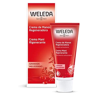 Weleda Crema Mani Rigenerante Melograno, trattamento mani anti-age, a base di olio di semi di melagrana bio, burro di karité bio e altri estratti vegetali (1X50 ml)
