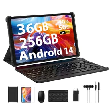 FORUSER 10,4 Pollici Tablet Android 14 Tablet in offerta 36GB RAM+256 GB ROM (2TB TF) Octa-Core 2.0 GHz, INCELL 2K FHD, 4G LTE+5G WiFi BT 5.0 |8000mAh |13MP+8MP, Tablet con tastiera-Grigio